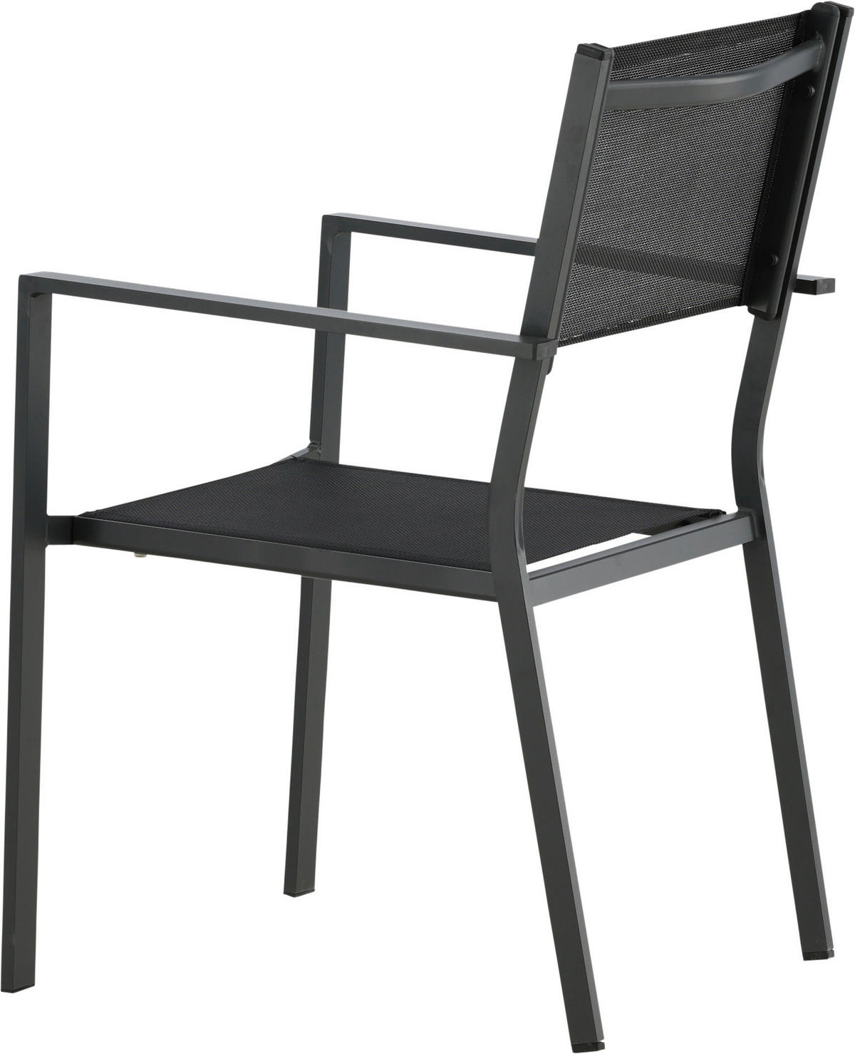 Stapelsessel 2er-Set Aluminium Schwarz  - Schwarz, KONVENTIONELL, Textil/Metall (56.5/88/61cm) - Gardenson