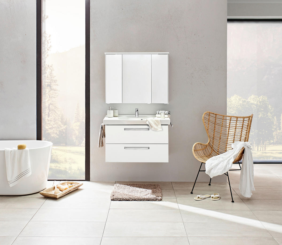 BADEZIMMER  in 92 cm  - Weiß, KONVENTIONELL, Holzwerkstoff (92cm) - Sadena
