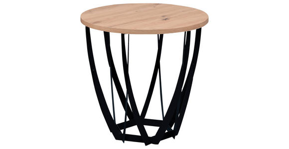 BEISTELLTISCH 50/50/50 cm Mella Schwarz, Eiche Artisan rund  - Schwarz/Eiche Artisan, Design, Holzwerkstoff/Metall (50/50/50cm) - Xora