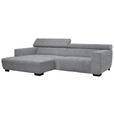 ECKSOFA in Webstoff Grau  182/279 cm  - Schwarz/Grau, KONVENTIONELL, Textil/Metall (182/279cm) - Hom`in