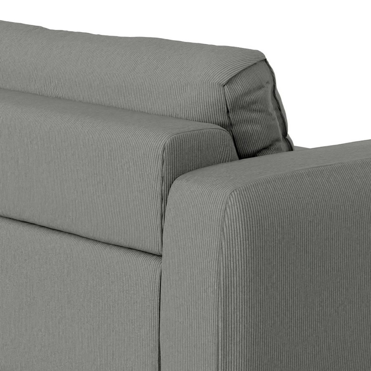 BIGSOFA in Cord Dunkelgrau  - Dunkelgrau/Schwarz, Modern, Kunststoff/Textil (264/84/125cm) - Trendmanufaktur