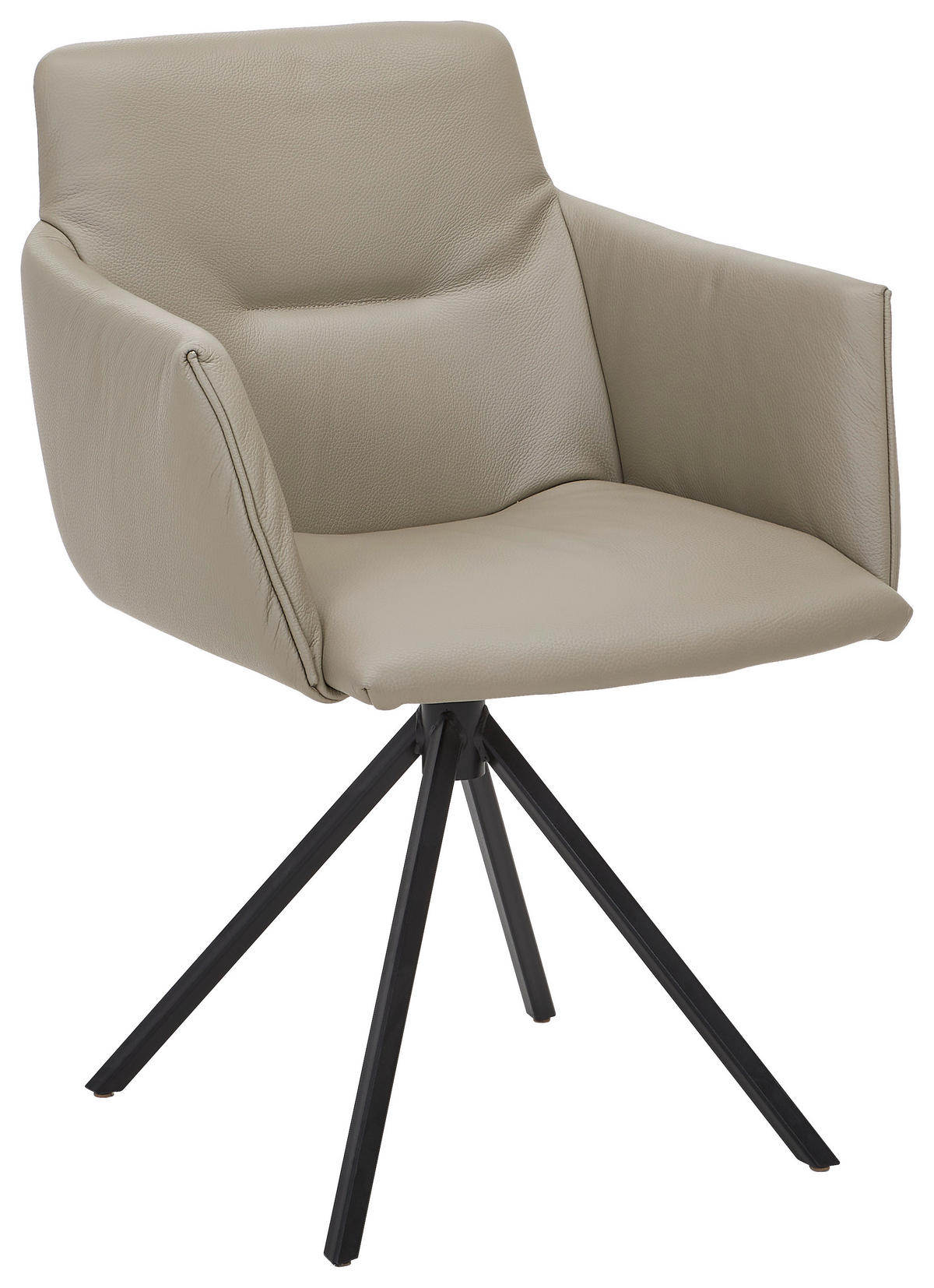 ARMLEHNSTUHL  in Echtleder pigmentiert  - Schlammfarben/Schwarz, Design, Leder/Metall (62/88/62cm) - Musterring