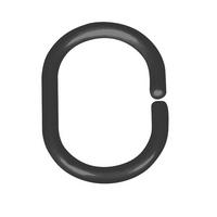 Set Inele Perdea Cu Clips   - negru, Basics, plastic