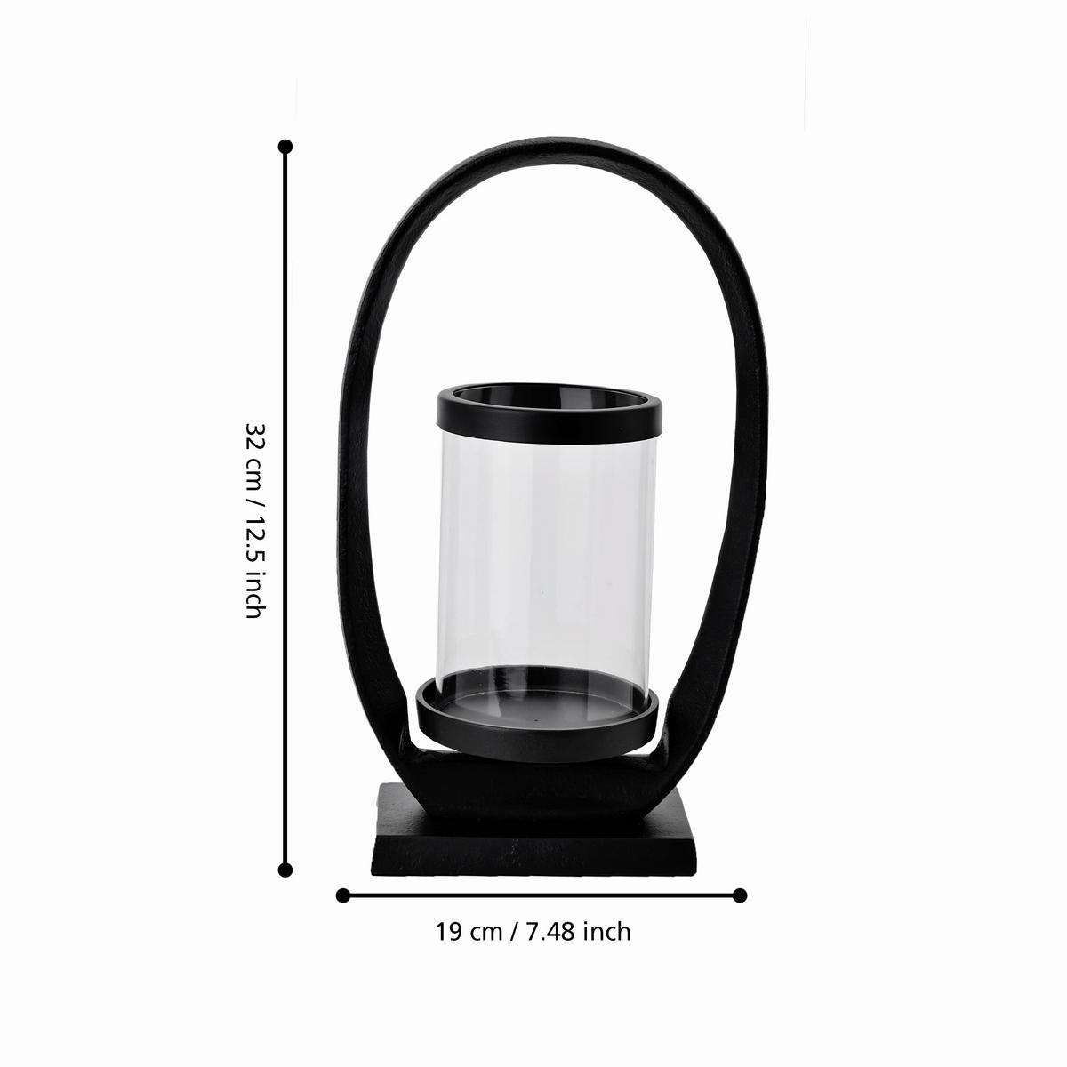 KERZENHALTER - Klar/Schwarz, LIFESTYLE, Glas/Metall (19/11/32cm)