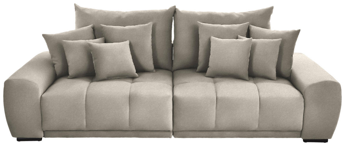 BIGSOFA Samt Beige  - Beige/Schwarz, KONVENTIONELL, Holz/Textil (280/67/120cm) - Carryhome