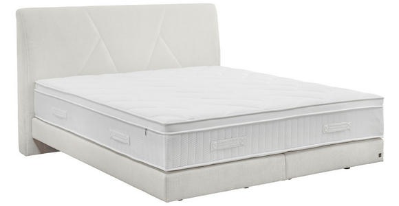 BOXSPRINGBETT 200/200 cm,  in Creme, Topper, Matratzen, unterschiedliche Matratzenhärtegrade je Bettseite, H2 + H3 = mittel + fest  - Creme/Schwarz, Design, Kunststoff/Textil (200/200cm) - Dieter Knoll