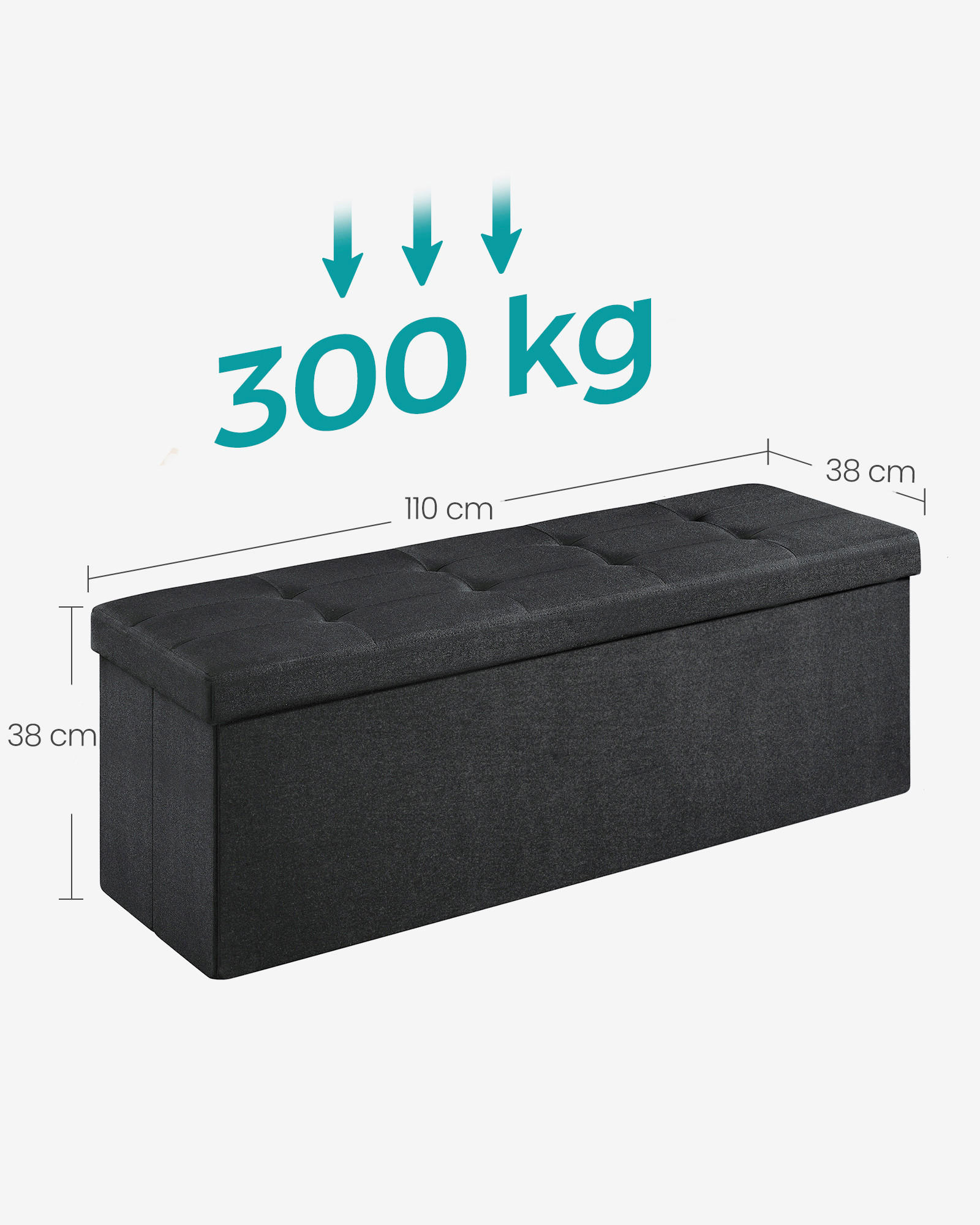 Thumbnail - Truhenbank, Schwarz, Textil, 110x38x38 cm, Esszimmer, Bänke, Sitzbänke