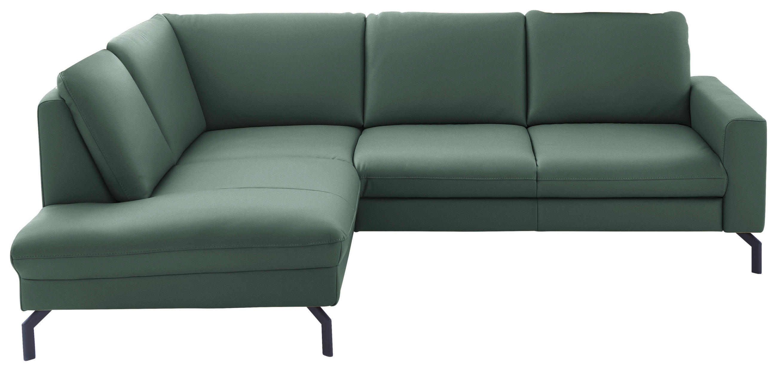 ECKSOFA in Echtleder Opal  - Opal/Schwarz, Design, Leder/Metall (194/250cm) - Beldomo Premium