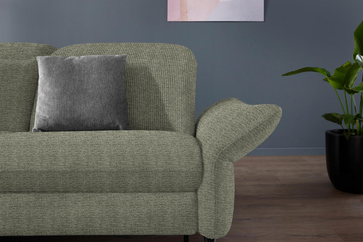 ECKSOFA in Flachgewebe Grün  - Schwarz/Grün, Design, Textil/Metall (233/299-313cm) - Dieter Knoll