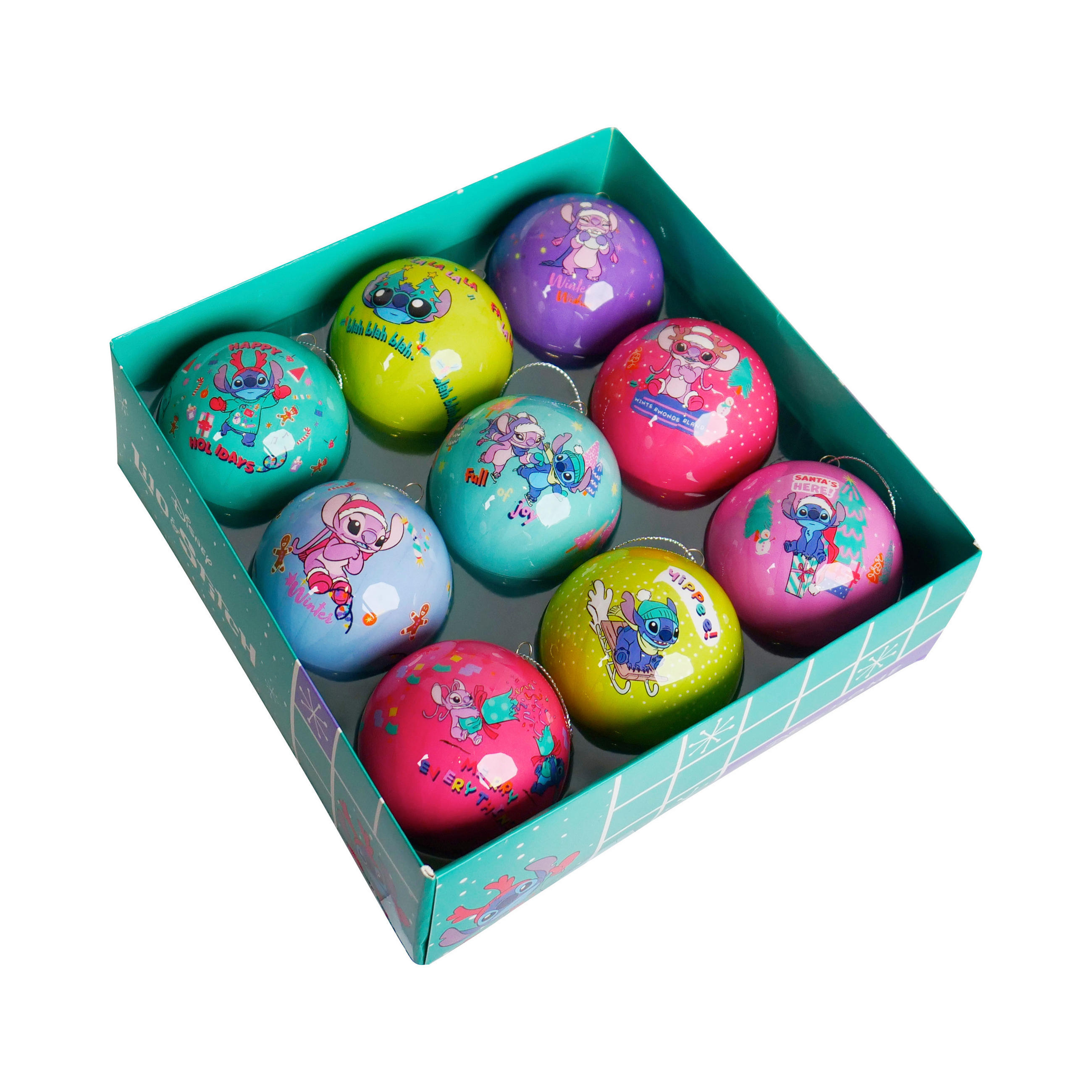 CHRISTBAUMKUGEL-SET 7.5 cm 9-teilig Stitch  - Multicolor/Hellblau, Trend, Kunststoff (7.5cm) - Disney