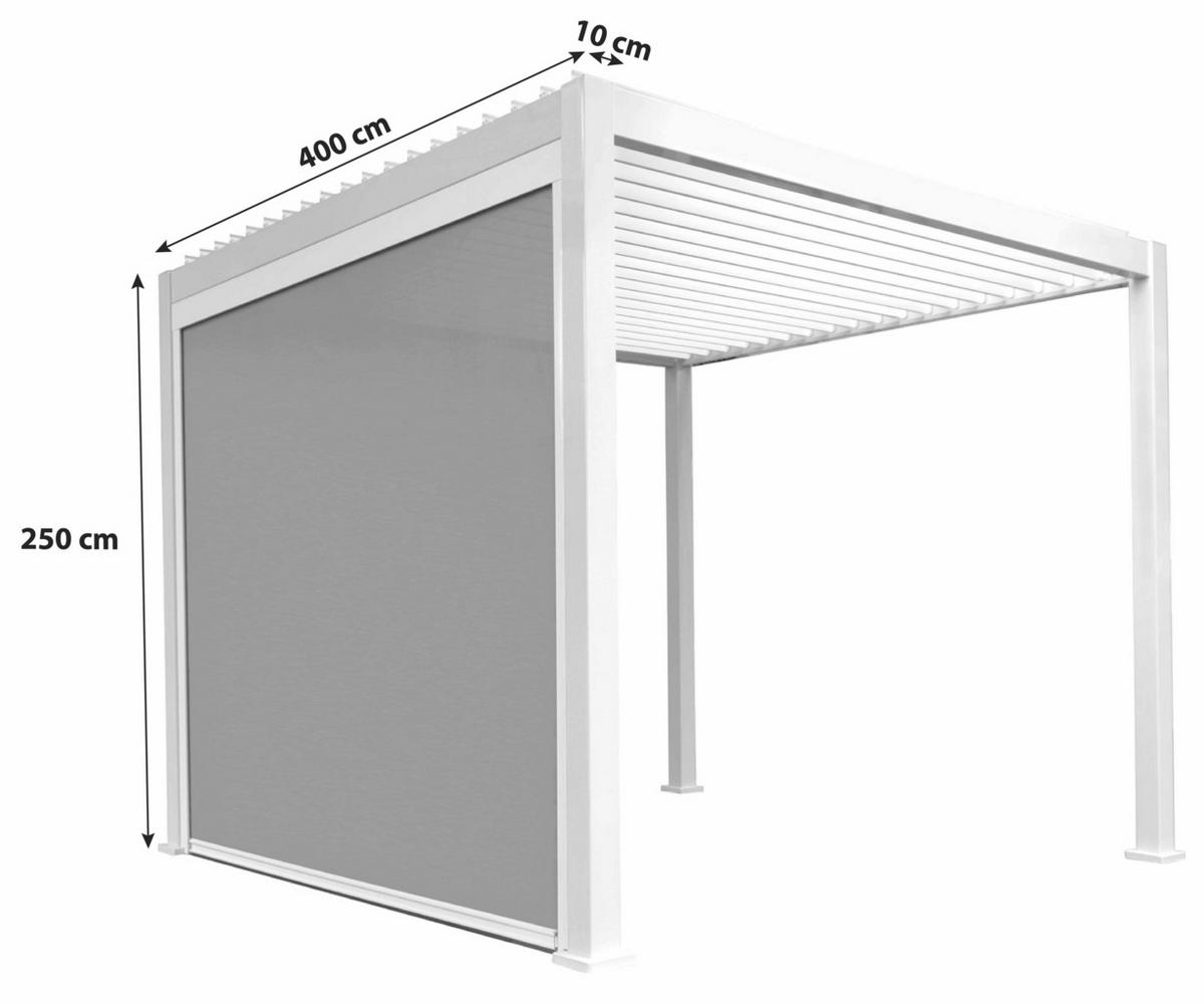 PERGOLA-ROLLO 400/250/10 cm  - Weiß/Grau, MODERN, Textil/Metall (400/250/10cm) - Gardenson