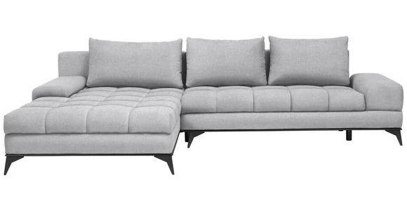 ECKSOFA Greige Webstoff - Greige/Schwarz, Design, Textil/Metall (212/315cm) - Carryhome