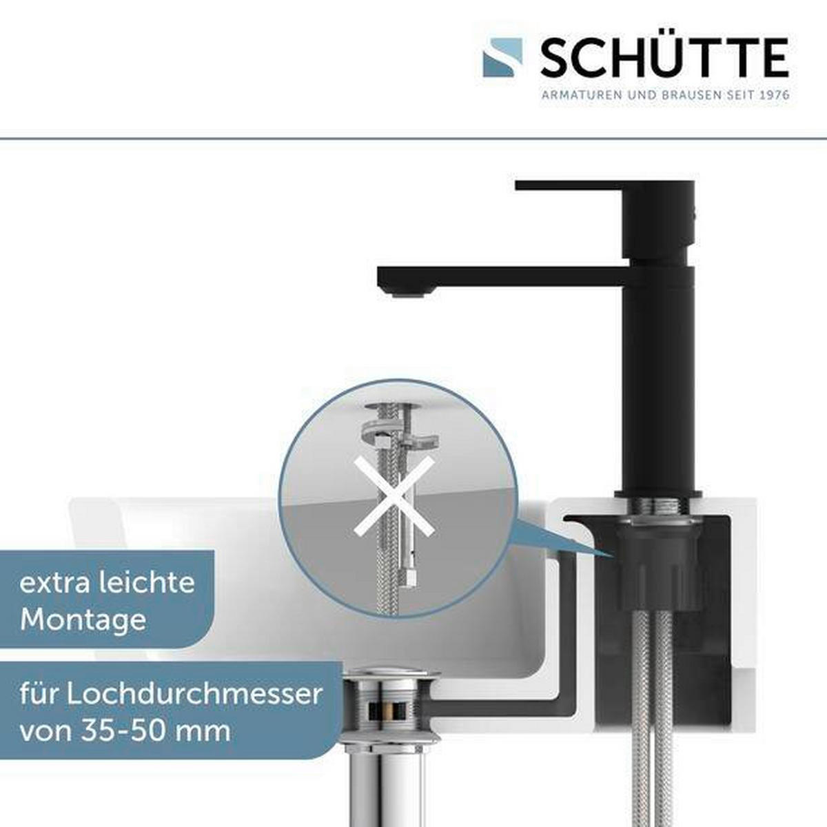 WASCHTISCHARMATUR 5/18/18 cm  - Schwarz, Basics, Metall (5/18/18cm) - Schütte