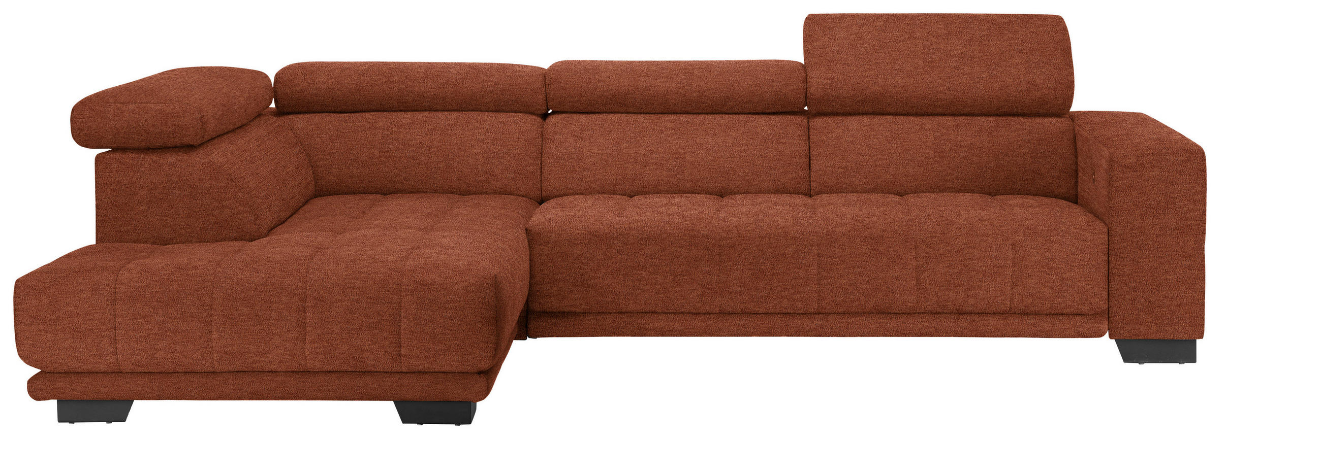 ECKSOFA in Mikrofaser Rostfarben  - Rostfarben/Schwarz, Design, Textil/Metall (207/301cm) - Xora