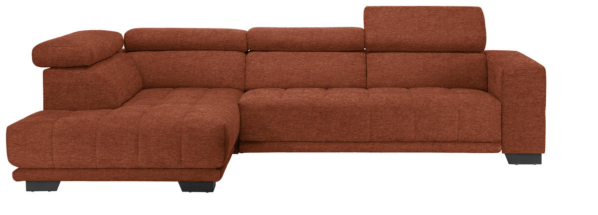 ECKSOFA in Mikrofaser Rostfarben  - Rostfarben/Schwarz, Design, Textil/Metall (207/301cm) - Xora