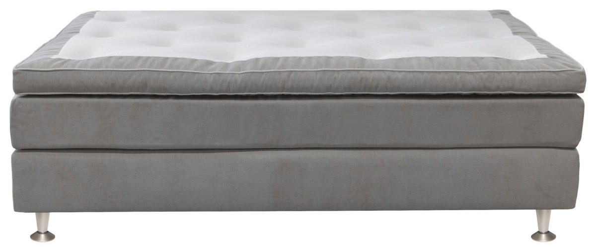KONTINENTALSÄNG 120/200 cm  i greige  - greige/aluminiumfärg, Klassisk, metall/trä (120/200cm)