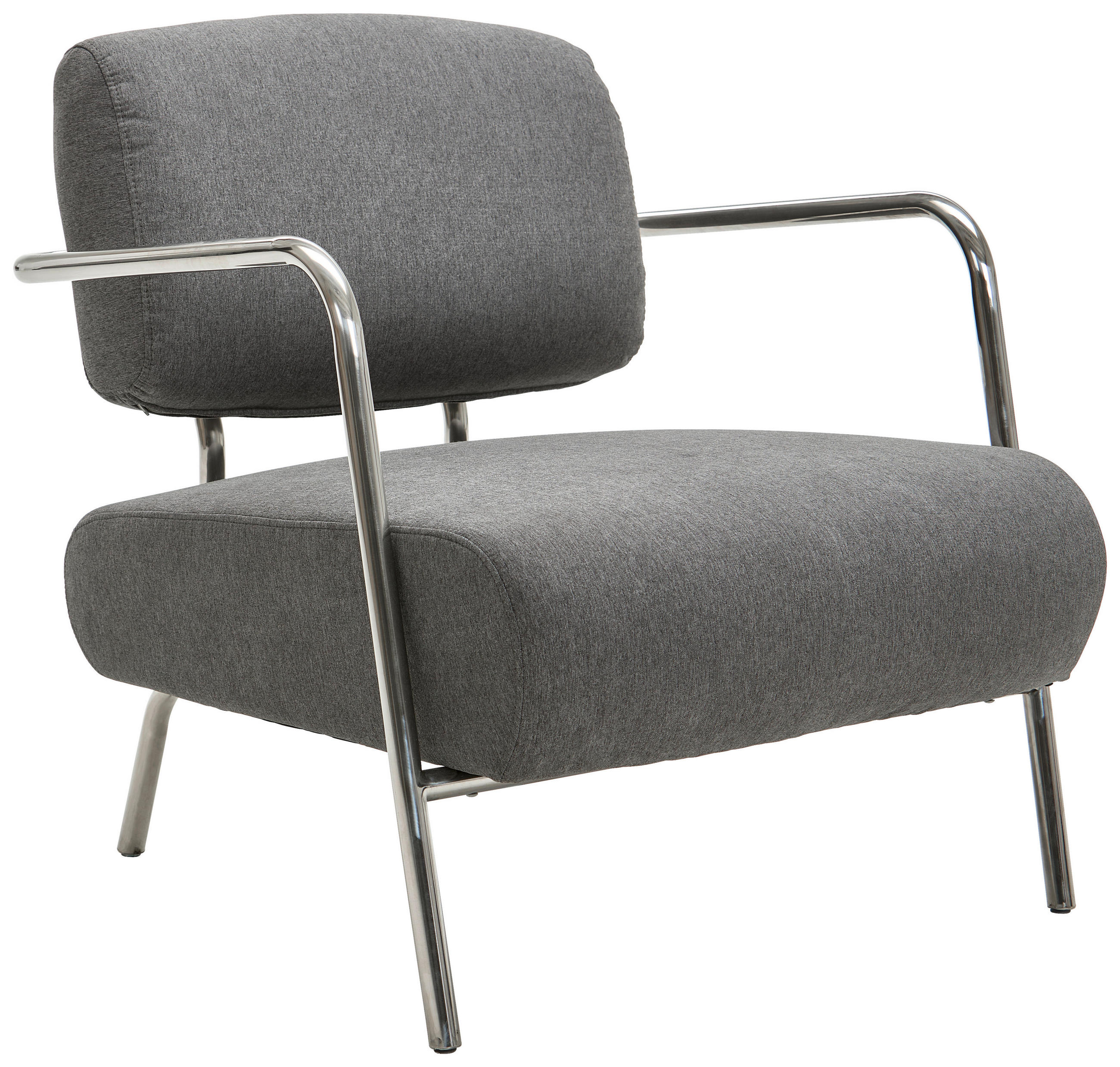 SESSEL in Leinenoptik Grau, Chromfarben - Chromfarben/Grau, Trend, Textil/Metall (70/82/74cm) - Livetastic