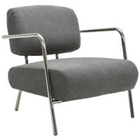 SESSEL in Leinenoptik Grau, Chromfarben  - Chromfarben/Grau, Trend, Textil/Metall (70/82/74cm) - Livetastic