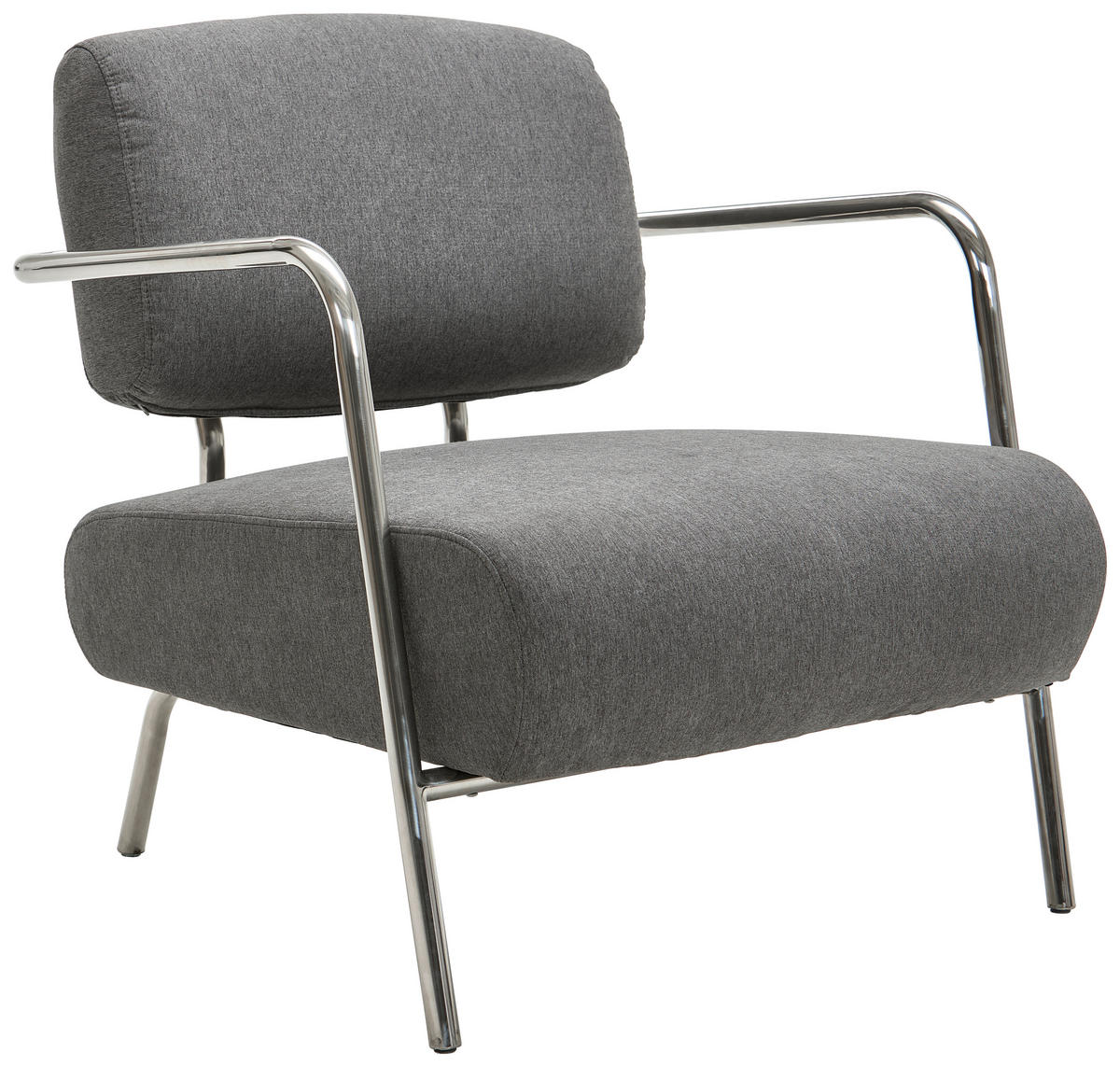 SESSEL in Leinenoptik Grau, Chromfarben  - Chromfarben/Grau, Trend, Textil/Metall (70/82/74cm) - Livetastic