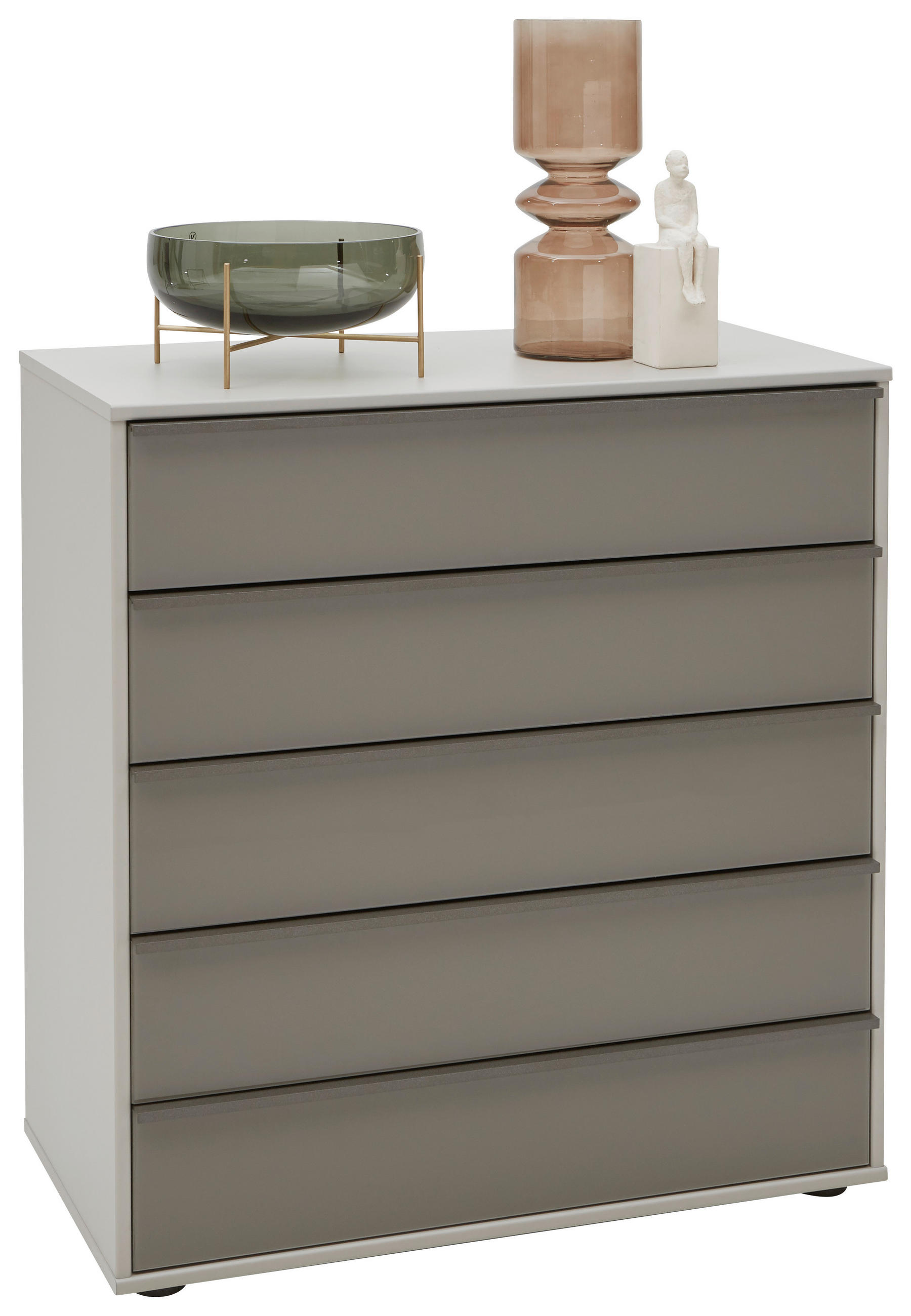 KOMODA  80/86/43 cm  braon, siva  - siva/boja škriljca, Dizajnerski, staklo/metal (80/86/43cm) - Dieter Knoll