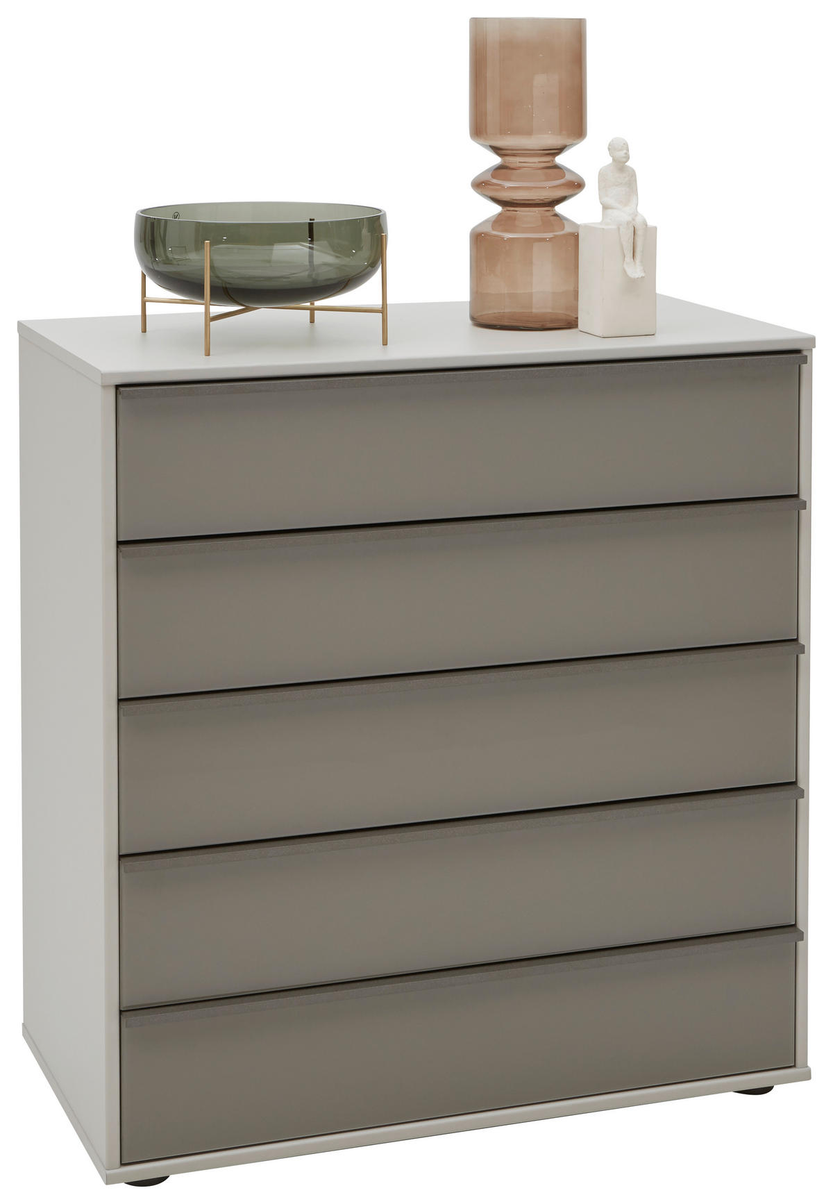 KOMODA, rjava, siva  - črna/siva, Design, kovina/steklo (80/86/43cm) - Dieter Knoll