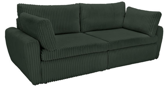 SCHLAFSOFA in Cord, Plüsch Dunkelgrün  - Dunkelgrün/Schwarz, MODERN, Kunststoff/Textil (240/90/120cm) - Carryhome