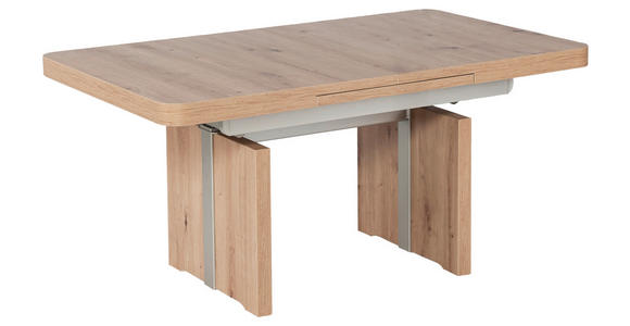 COUCHTISCH rechteckig Silberfarben, Wildeiche 110-150/68/53-72 cm  - Wildeiche/Silberfarben, Design, Holzwerkstoff (110-150/68/53-72cm) - Venda