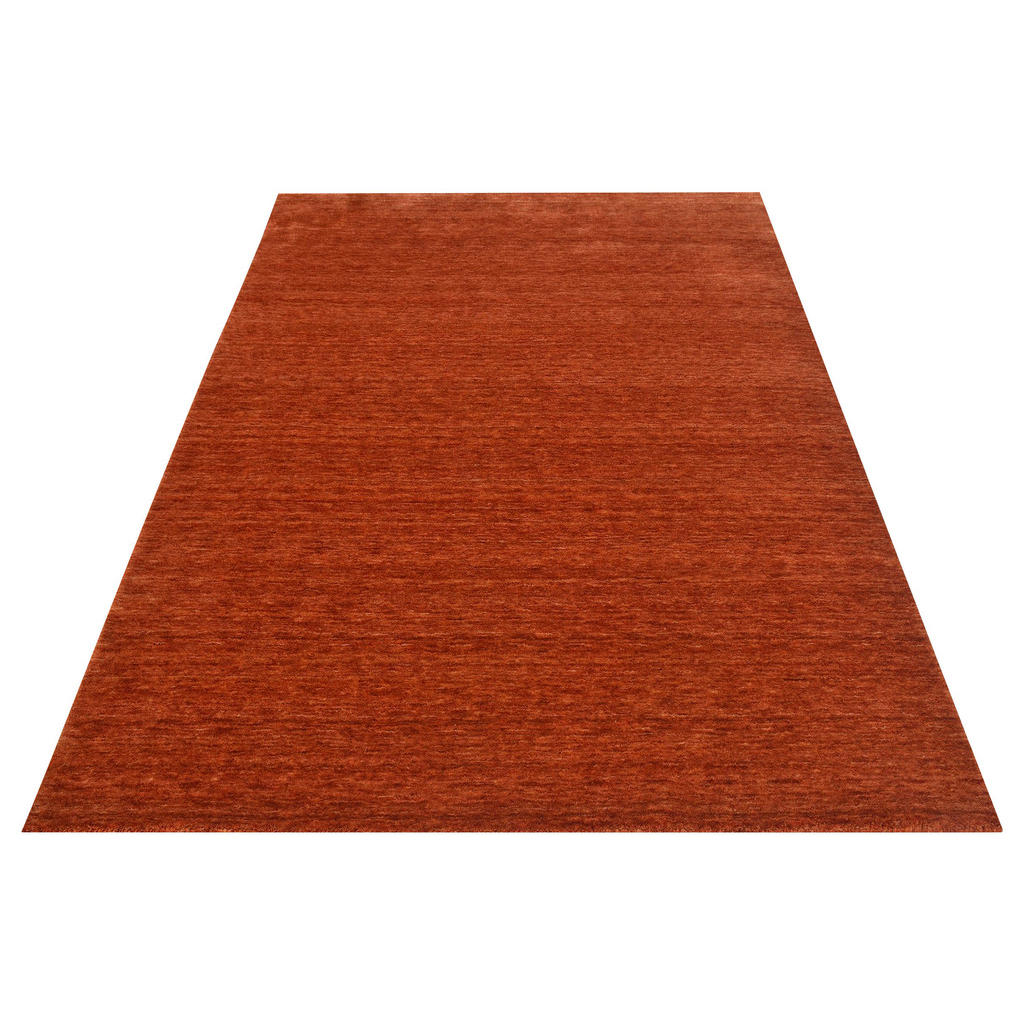 Thumbnail - Cazaris Orientteppich, Orange, Textil, Uni, rechteckig, 90x160 cm, Handmade in India, strapazierfähig, pflegeleicht, sch...