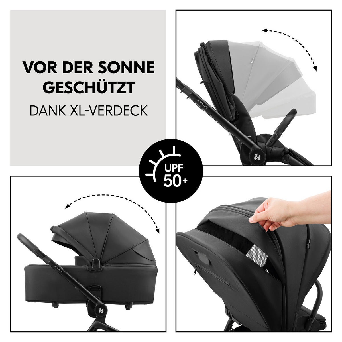 KOMBIKINDERWAGEN  Move N Care Set  Black  - Schwarz, Basics, Kunststoff/Textil (61/105/100cm) - Hauck