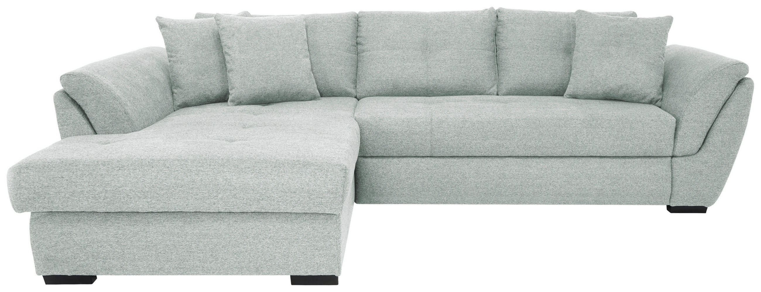 ECKSOFA Hellgrau Webstoff Bettkasten, Schlaffunktion  - Hellgrau/Schwarz, Design, Kunststoff/Textil (187/278cm) - Livetastic