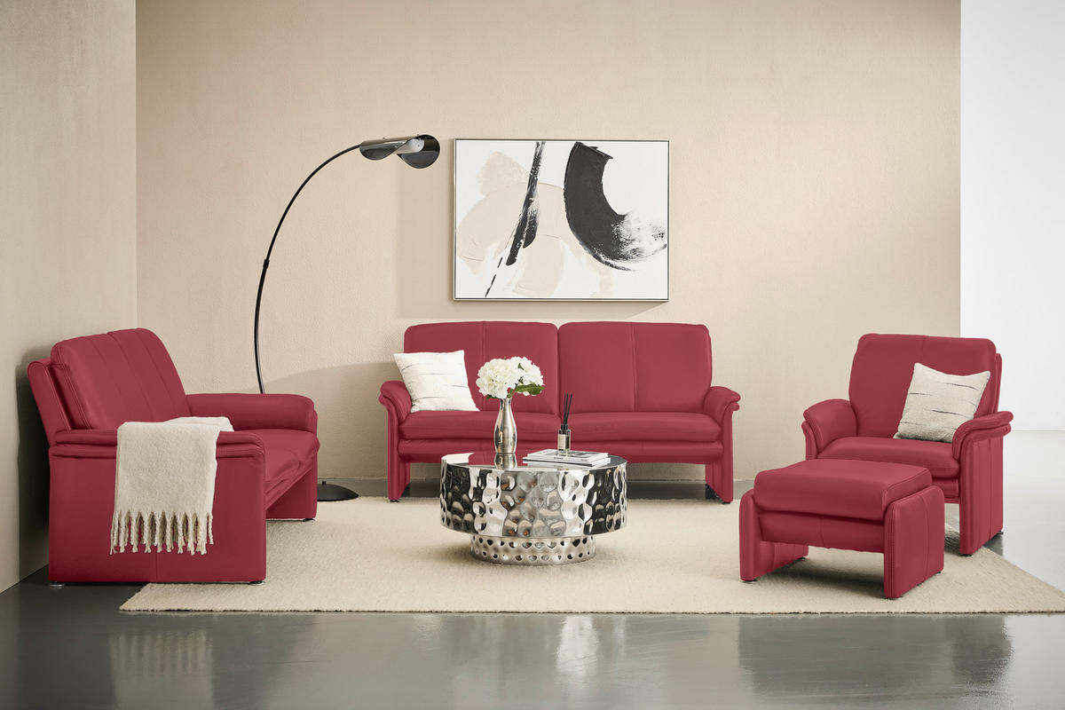 2-SITZER-SOFA Rot Echtleder  - Chromfarben/Rot, KONVENTIONELL, Leder/Metall (158/90/86cm) - Celina Home