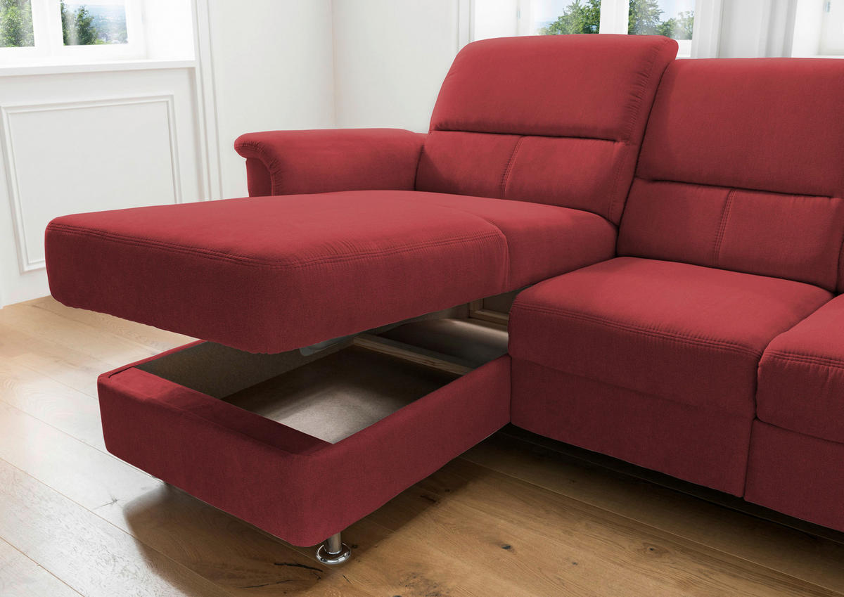 ECKSOFA  in Mikrofaser Rot  165/231 cm  - Chromfarben/Rot, MODERN, Textil/Metall (165/231cm) - Livetastic