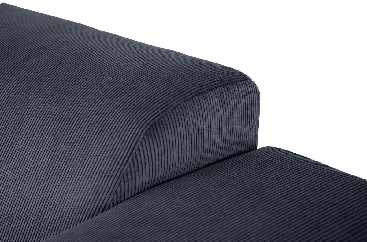 ECKSOFA ERNO in Cord Graublau  262/183 cm  - Graublau/Schwarz, Design, Textil/Metall (262/183cm) - MID.YOU