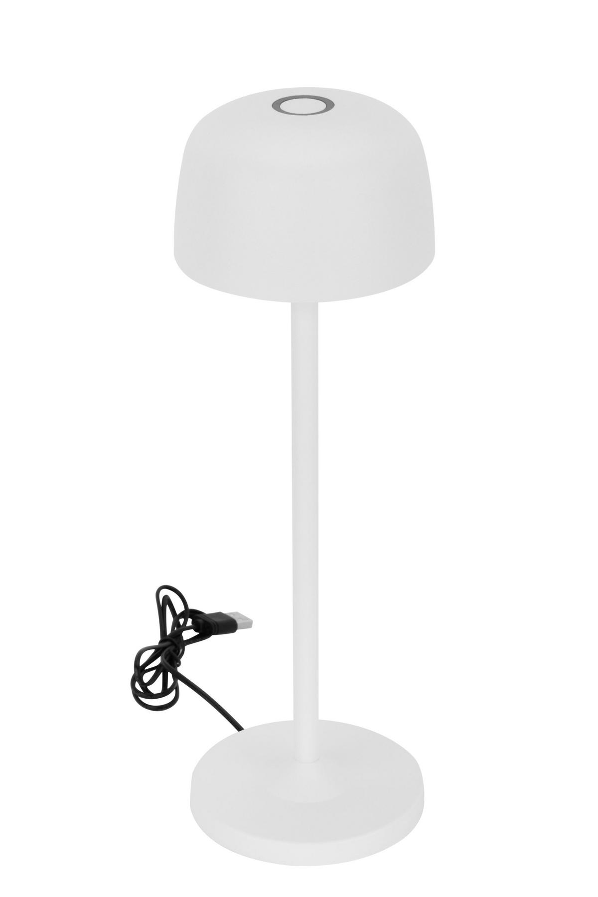 STOLNÍ LAMPA NA BATERIE 7,6/24 cm - bílá/průhledné, Design, kov/plast (7,6/24cm) - Novel