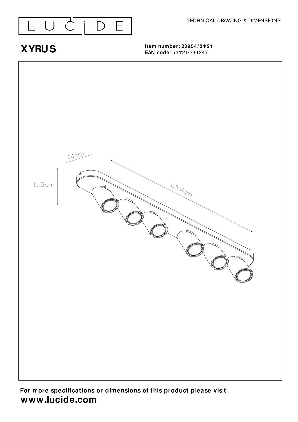 LED-STRAHLER Xyrus 85.4/14/12.5 cm   - Weiß, KONVENTIONELL (85.4/14/12.5cm) - Lucide