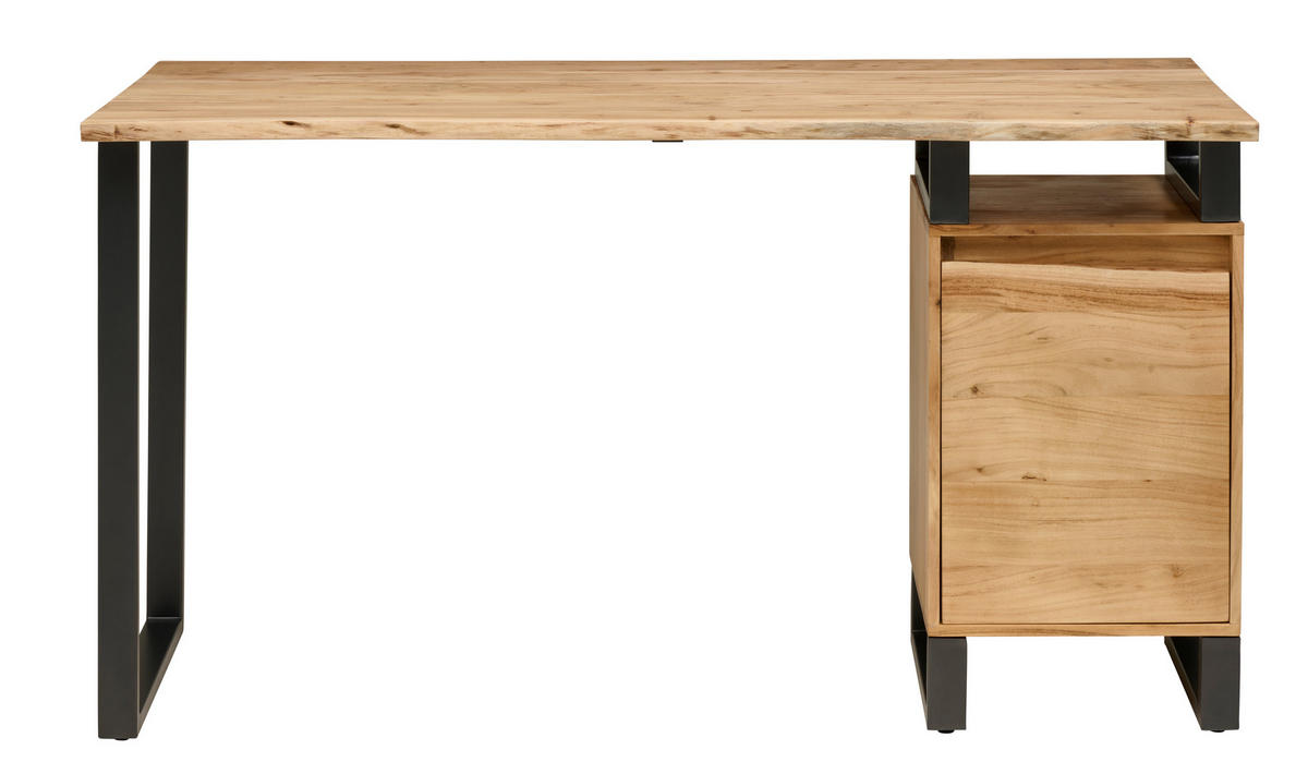 SCHREIBTISCH 145/60/80 cm Schwarz, Akaziefarben  - Schwarz/Akaziefarben, MODERN, Holz/Metall (145/60/80cm) - Livetastic