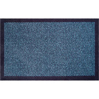 FUSSMATTE 75/120 cm Herringbone  - Blau/Schwarz, KONVENTIONELL, Kunststoff/Textil (75/120cm) - Grund