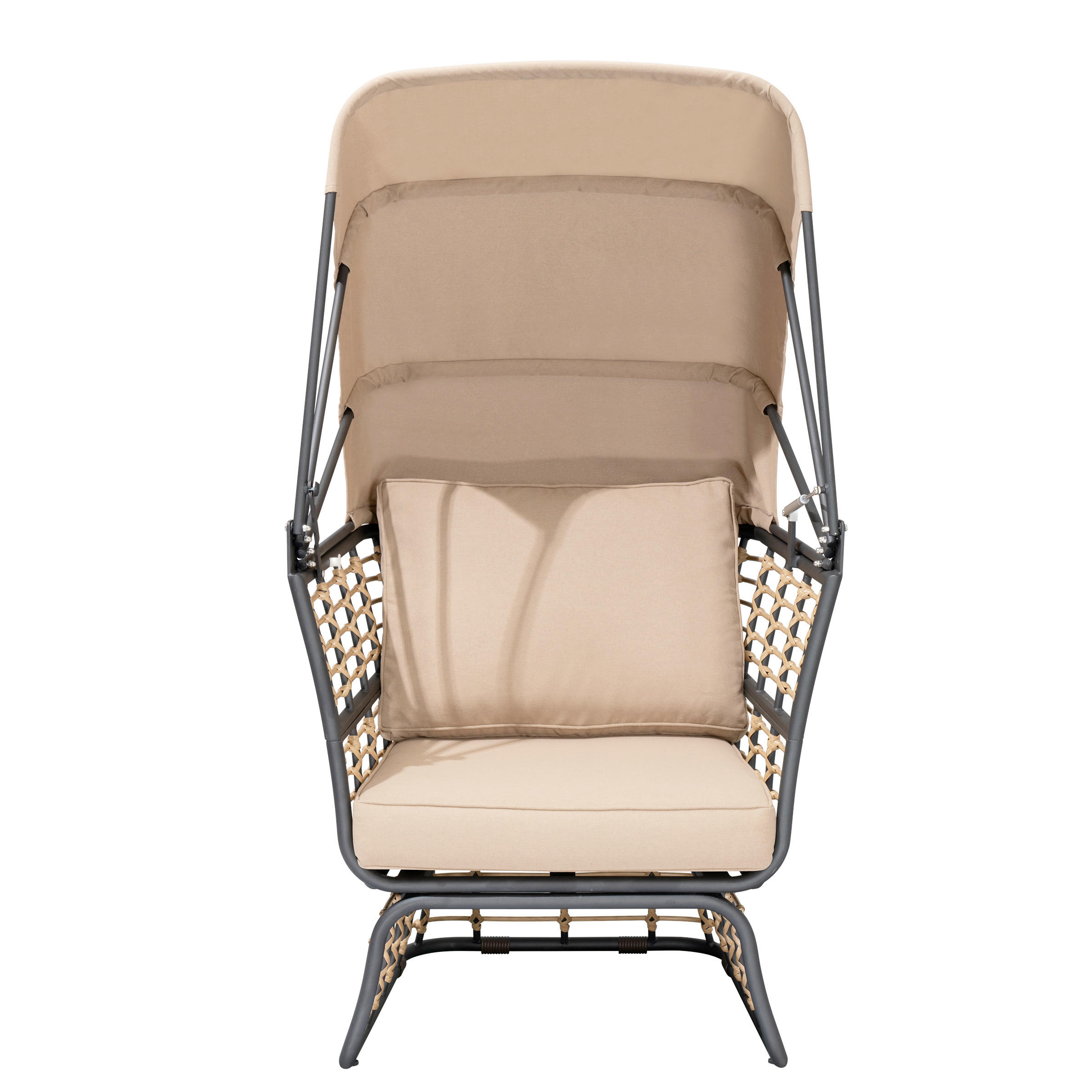 LOUNGESESSEL in Metall, Kunststoff, Textil Anthrazit, Braun, Beige  - Anthrazit/Beige, Basics, Kunststoff/Textil (72/154/83cm) - Gardenson