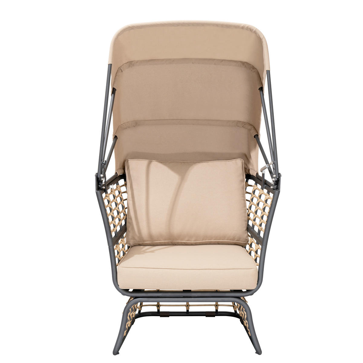LOUNGESESSEL in Metall, Kunststoff, Textil Anthrazit, Braun, Beige  - Anthrazit/Beige, Basics, Kunststoff/Textil (72/154/83cm) - Gardenson