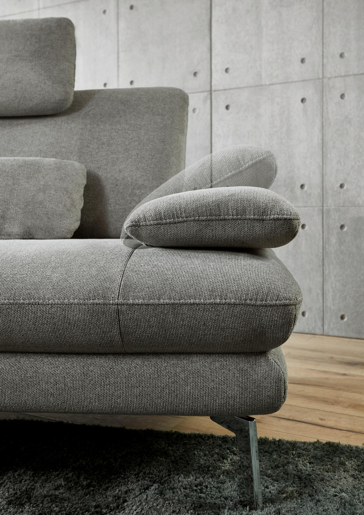 ECKSOFA in Webstoff Grau  - Schwarz/Grau, Design, Textil/Metall (180/284cm) - Dieter Knoll