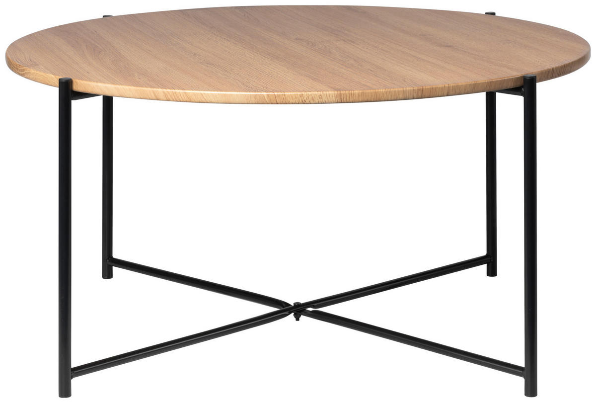 COUCHTISCH Walnuss furniert rund Schwarz, Eichefarben  - Eichefarben/Schwarz, Design, Holz/Holzwerkstoff (83/40cm) - MID.YOU