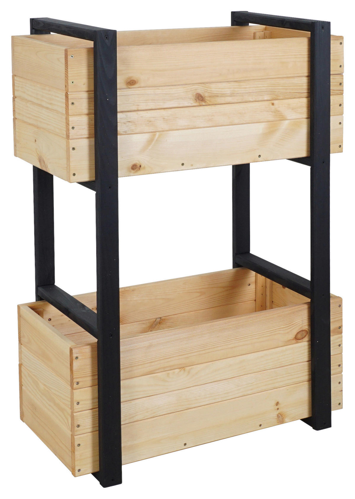 BLUMENKASTEN  - Schwarz/Kieferfarben, Basics, Holz (70/97/38cm) - Siena Garden