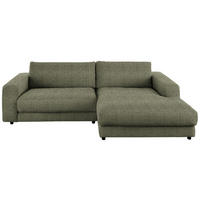 ECKSOFA in Chenille Grün  270/190 cm  - Schwarz/Grün, Design, Kunststoff/Textil (270/190cm) - Lomoco