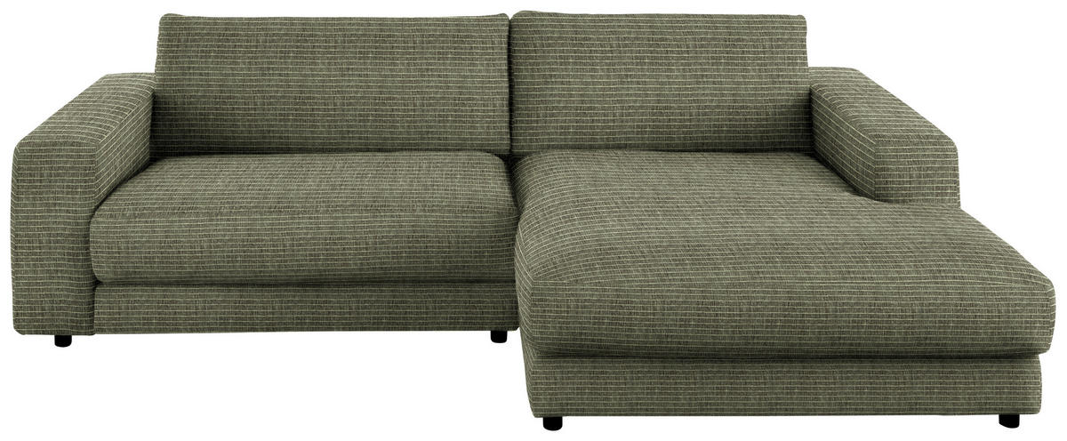 ECKSOFA in Chenille Grün  270/190 cm  - Schwarz/Grün, Design, Kunststoff/Textil (270/190cm) - Lomoco