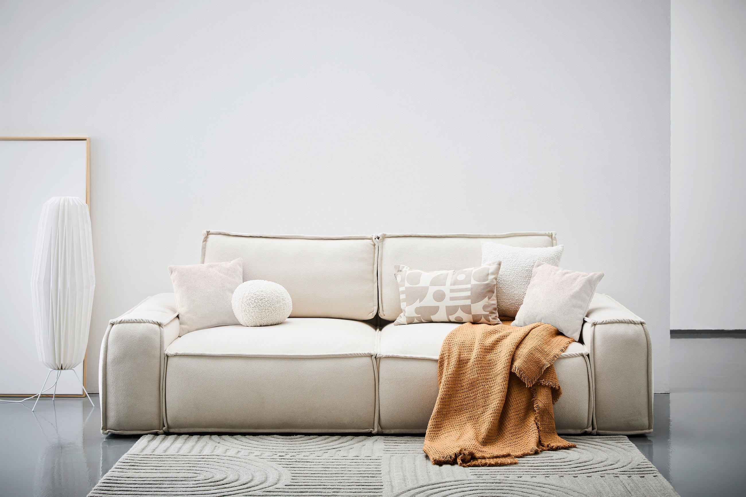 SCHLAFSOFA in Textil Creme  - Creme/Schwarz, Konventionell, Kunststoff/Textil (256/83/115cm) - Carryhome