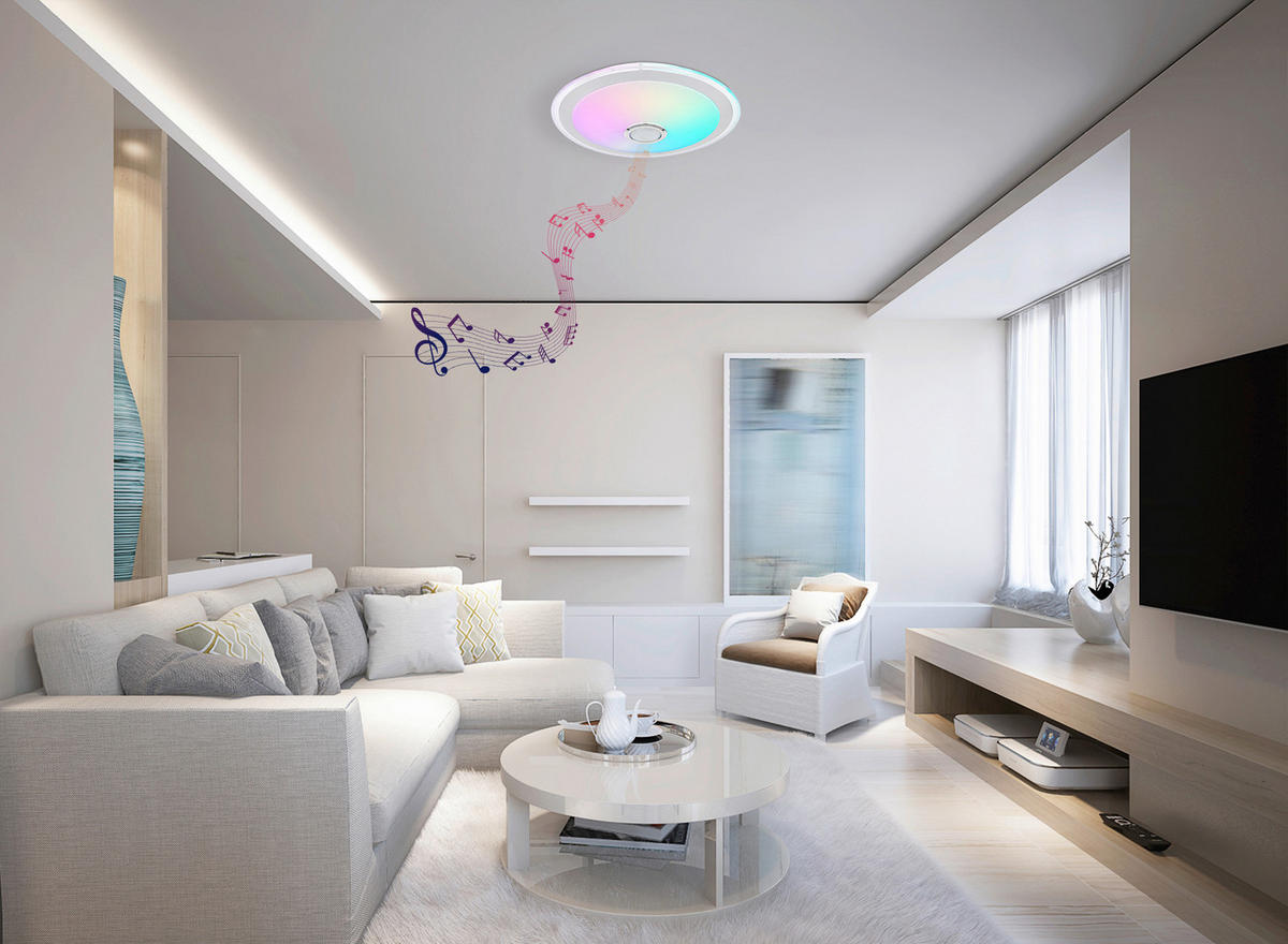 LED-TAKLAMPA 24 W 43/10,5 cm  - klar/vit, Klassisk, metall/plast (43/10,5cm) - Globo