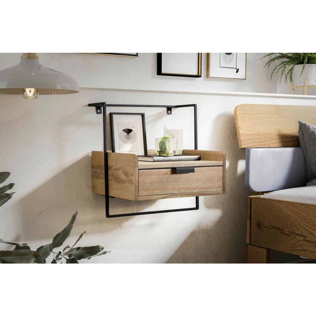 Thumbnail - Mid.you Nachttisch, Hellbraun, Metall, Mangoholz, massiv, 1 Schubladen, rechteckig, 44x45x35 cm, Stauraum, Wohnzimmer, W...