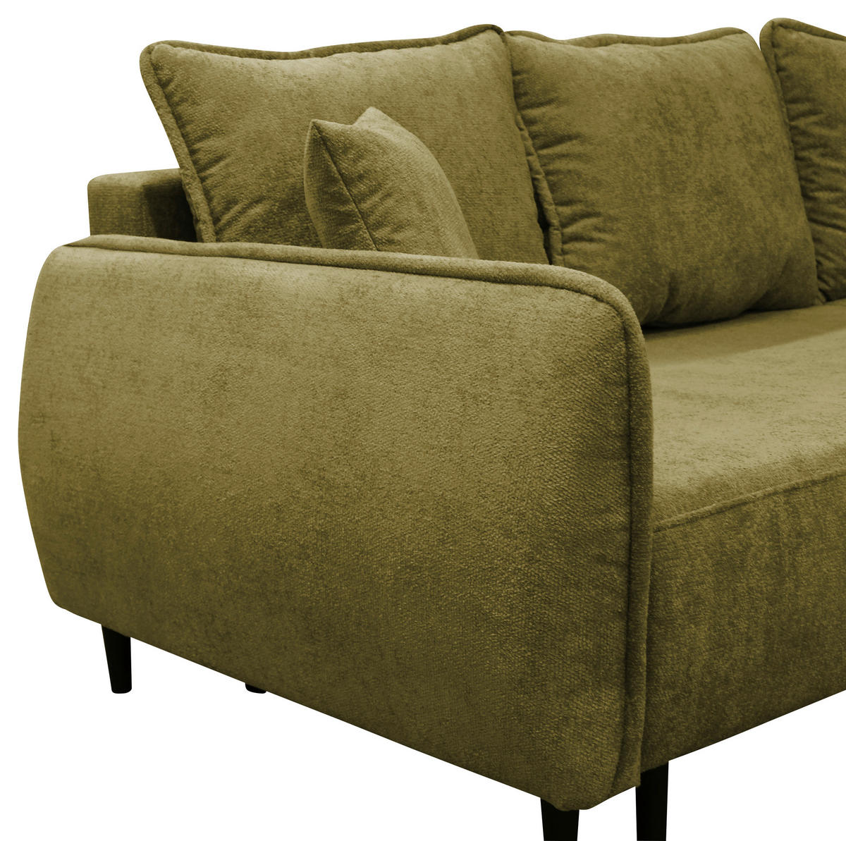 ECKSOFA MURANO Grün Chenille Zierkissen, Rückenkissen, Bettkasten  - Schwarz/Grün, Design, Holz/Textil (242/167cm) - MID.YOU