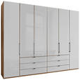FALTTÜRENSCHRANK  in Weiß, Eiche Bianco  - Schieferfarben/Eiche Bianco, KONVENTIONELL, Glas/Holzwerkstoff (300/216/58cm) - Dieter Knoll