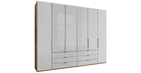 FALTTÜRENSCHRANK  in Weiß, Eiche Bianco  - Schieferfarben/Eiche Bianco, KONVENTIONELL, Glas/Holzwerkstoff (300/216/58cm) - Dieter Knoll